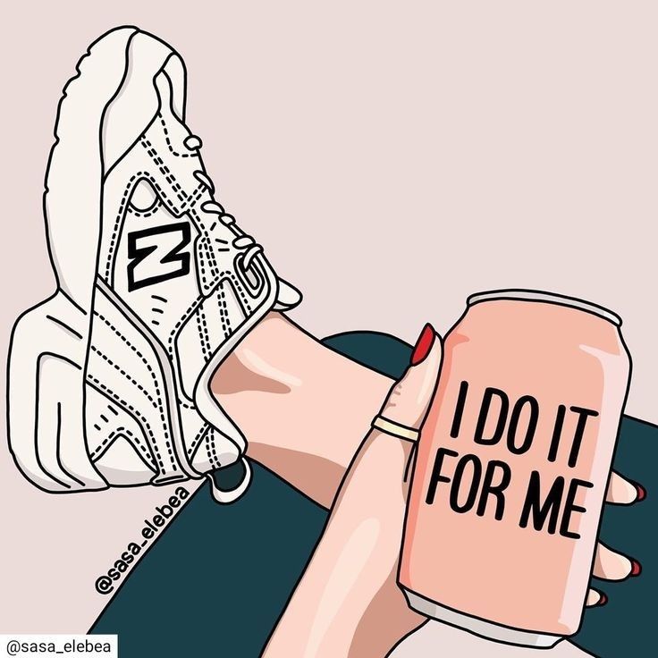 This may contain: a drawing of someone holding a coffee cup with the words i do it for me