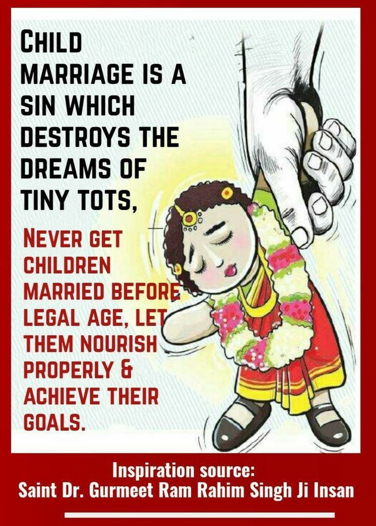 This may contain: a poster with the message child marriage is a sin which destroys the dreams of tiny tots