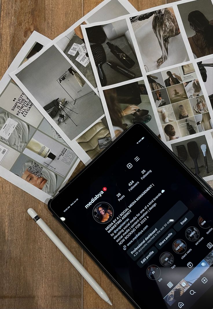 This contains: social media aesthetic, ipad, work, working aesthetic, work from home, home office, self employed, visuals, social media manager, social media marketing