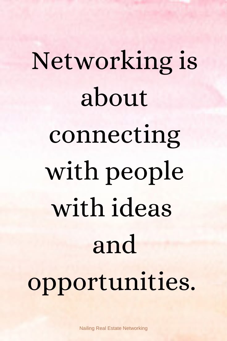 This may contain: a quote that says networking is about connecting with people with ideas and opportunities