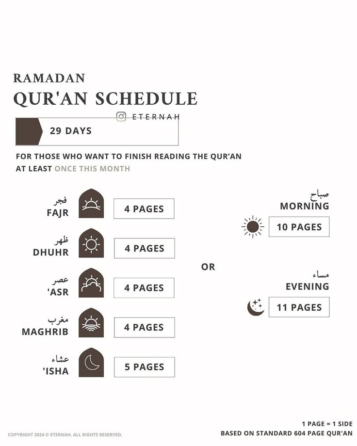 This may contain: the ramadan quran schedule is shown in black and white, with dates for each month